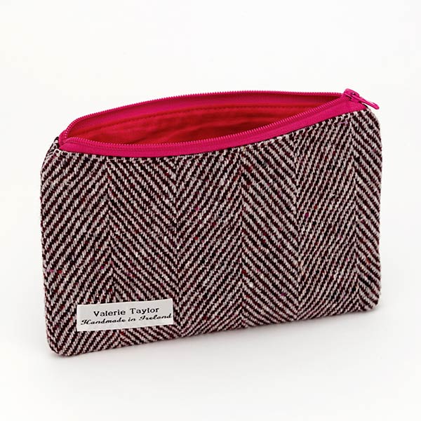 Burgundy Strip Travel Pouch