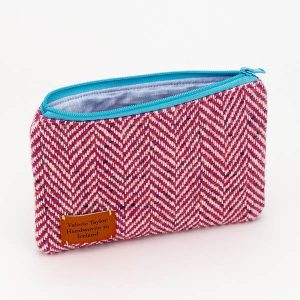 hand woven pink travel pouch